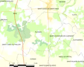 Poziția localității Plassac