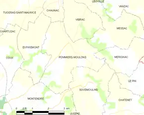 Poziția localității Pommiers-Moulons