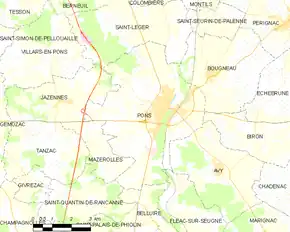 Poziția localității Pons