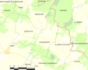 Poziția localității Romazières