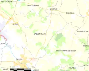 Poziția localității Sablonceaux