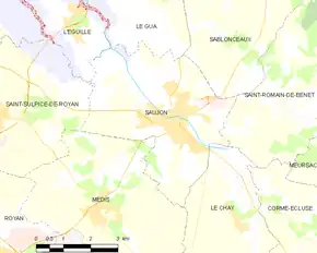 Poziția localității Saujon