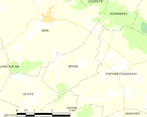 Poziția localității Seigné