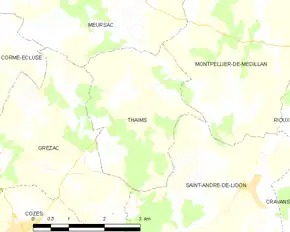 Poziția localității Thaims