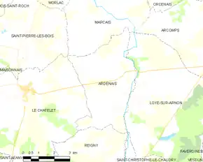 Poziția localității Ardenais