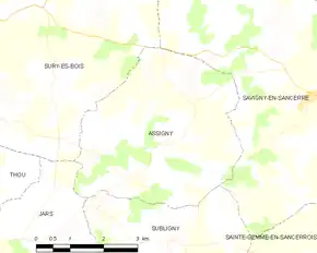 Poziția localității Assigny
