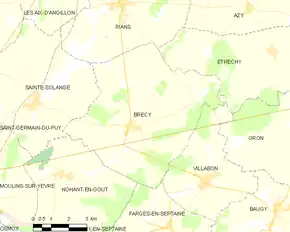 Poziția localității Brécy