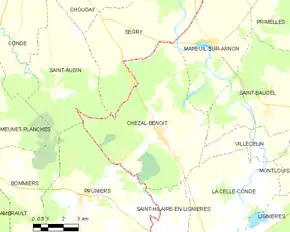 Poziția localității Chezal-Benoît