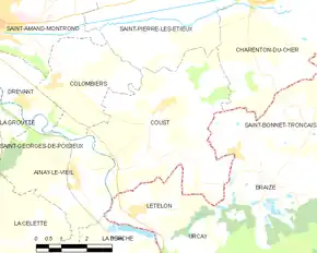 Poziția localității Coust