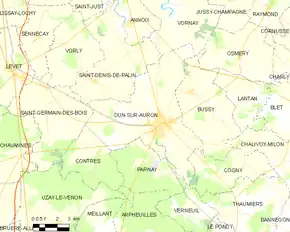 Poziția localității Dun-sur-Auron