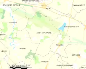 Poziția localității Jussy-Champagne