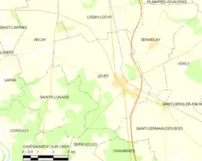 Poziția localității Levet