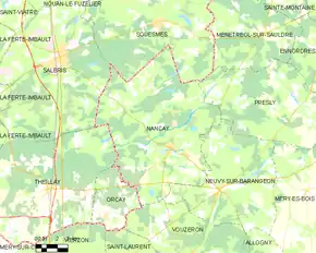 Poziția localității Nançay