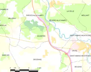 Poziția localității Nozières