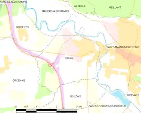 Poziția localității Orval