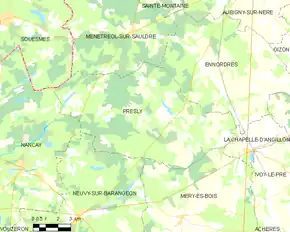 Poziția localității Presly