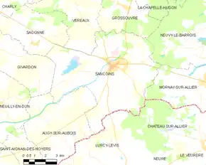 Poziția localității Sancoins