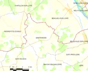 Poziția localității Santranges