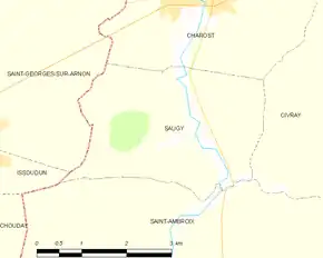 Poziția localității Saugy