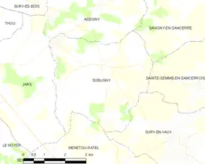 Poziția localității Subligny