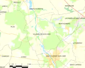 Poziția localității Villeneuve-sur-Cher