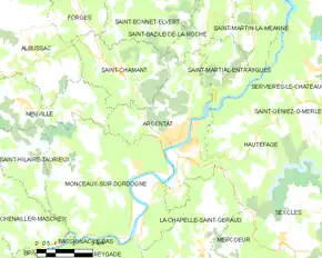 Poziția localității Argentat