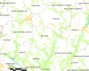 Poziția localității Beyssac