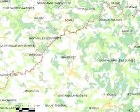 Poziția localității Chamberet