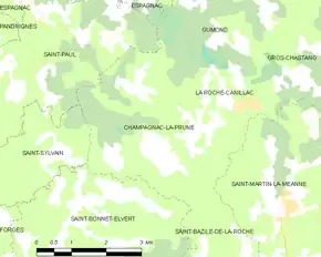 Poziția localității Champagnac-la-Prune