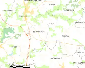 Poziția localității Espartignac