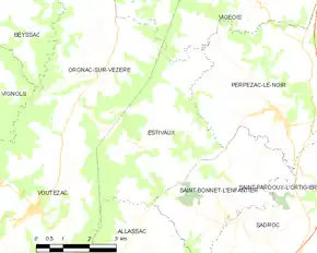 Poziția localității Estivaux