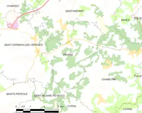 Poziția localității Favars