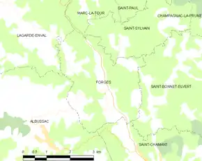Poziția localității Forgès