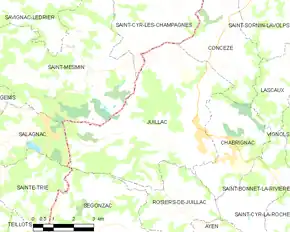 Poziția localității Juillac