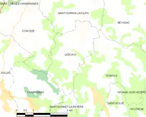 Poziția localității Lascaux