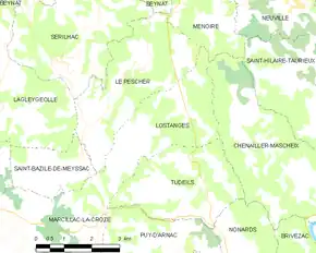 Poziția localității Lostanges