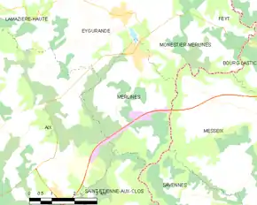 Poziția localității Merlines