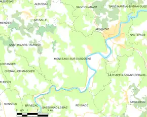 Poziția localității Monceaux-sur-Dordogne