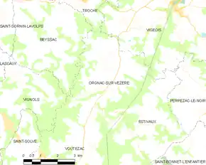 Poziția localității Orgnac-sur-Vézère