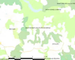 Poziția localității Saint-Bonnet-les-Tours-de-Merle