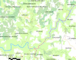 Poziția localității Soursac