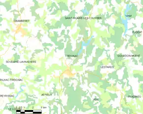 Poziția localității Treignac