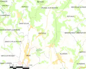 Poziția localității Voutezac