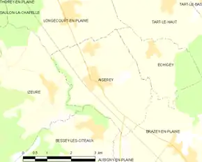 Poziția localității Aiserey