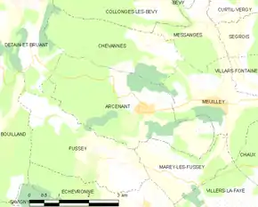 Poziția localității Arcenant