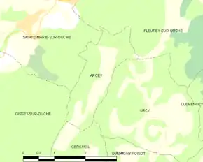 Poziția localității Arcey