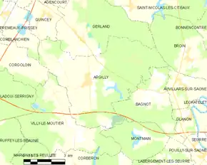 Poziția localității Argilly