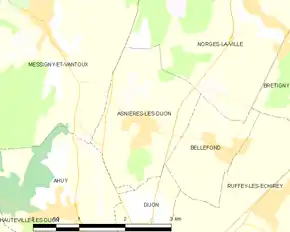 Poziția localității Asnières-lès-Dijon