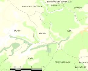 Poziția localității Barjon