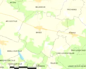 Poziția localității Binges